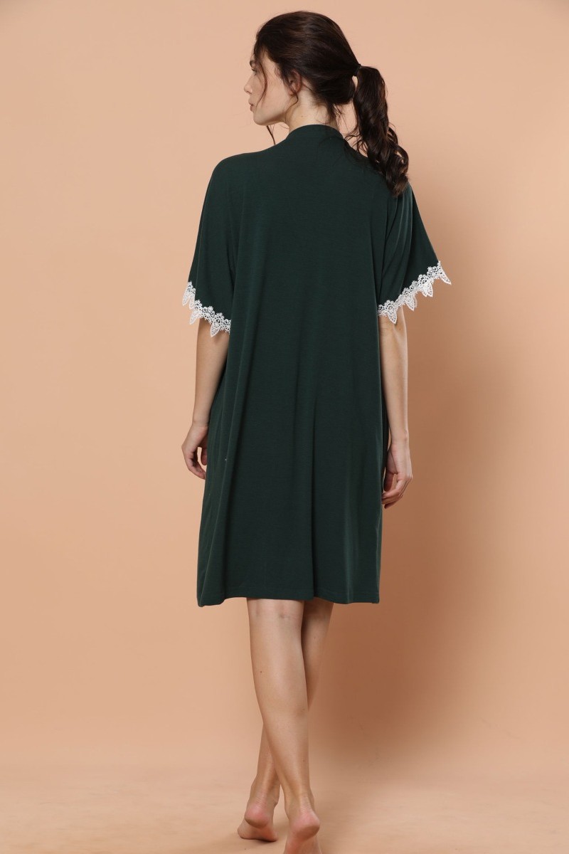 Σετ Ρομπα Νυχτικο Siyal Viscose Forest Green Κυπαρισσί XL