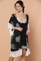 Σετ Ρομπα Νυχτικο Siyal Viscose Kimono Μαύρο S