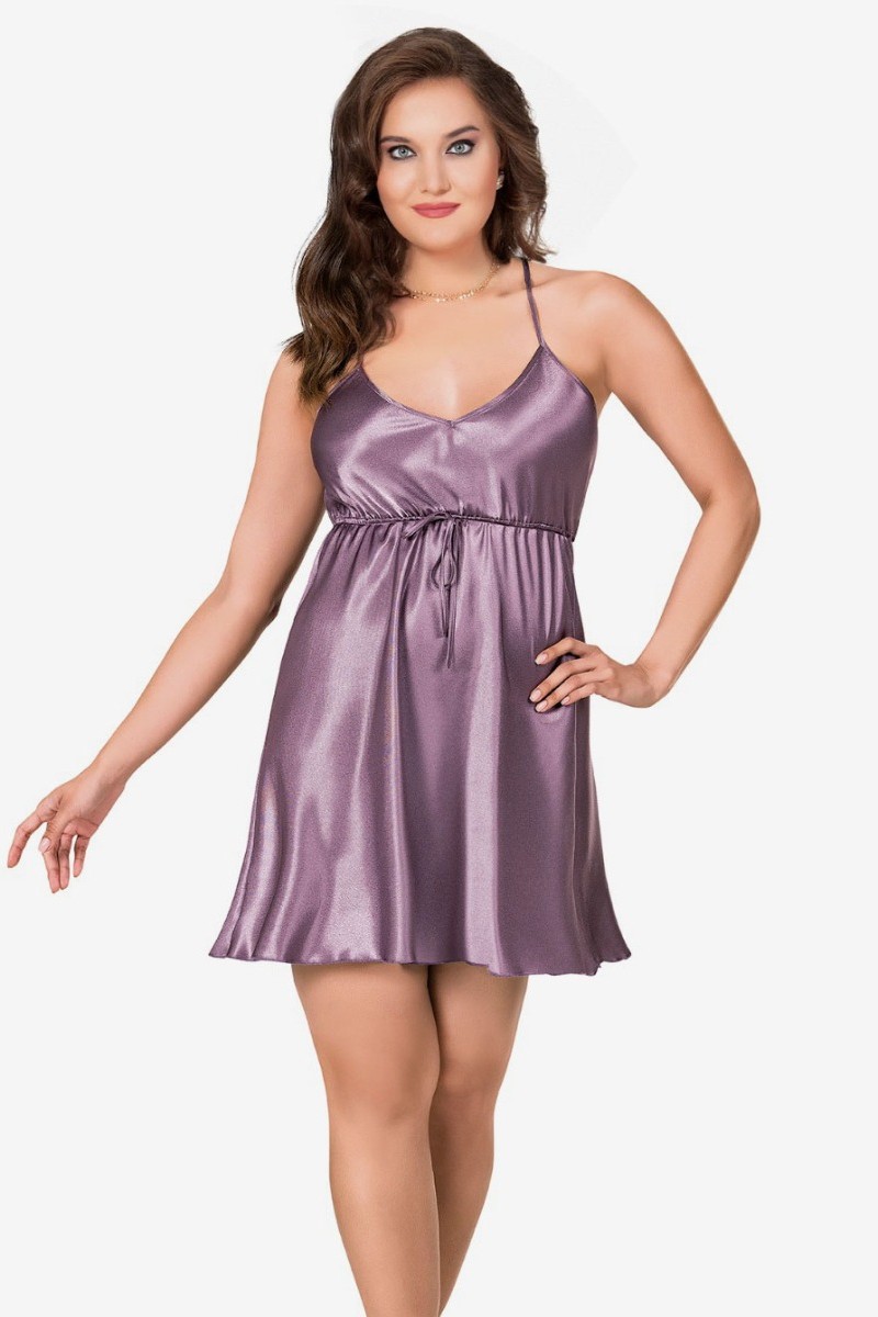 Babydoll Σατεν Charlotte Λιλά 3XL