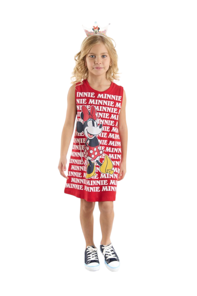 Disney φόρεμα πικέ αμάνικο Minnie Mouse Κόκκινο 4 (3-4 ετών)