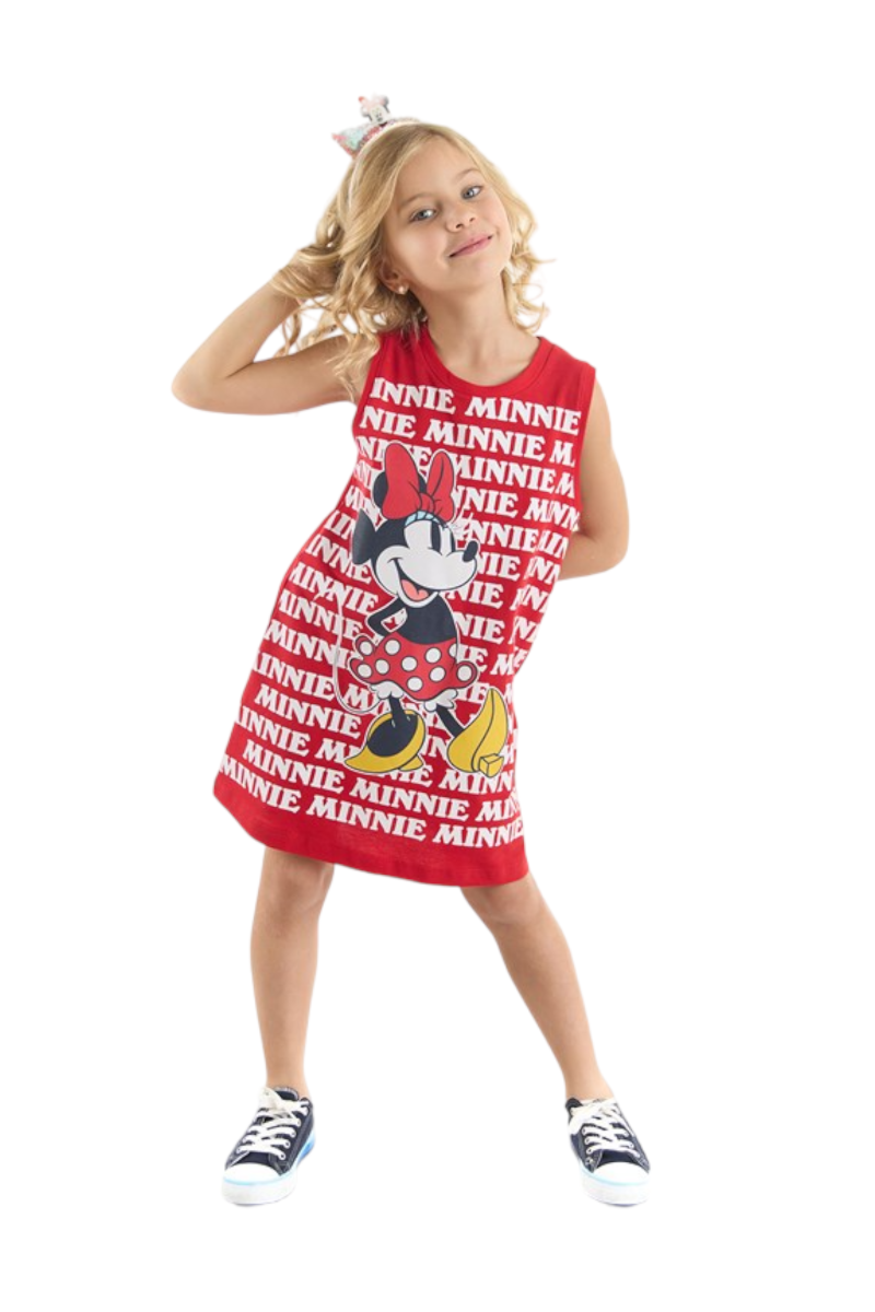 Disney φόρεμα πικέ αμάνικο Minnie Mouse Κόκκινο 4 (3-4 ετών)