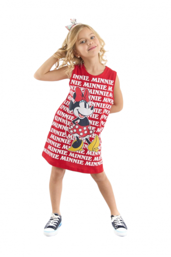 Disney φόρεμα πικέ αμάνικο Minnie Mouse Κόκκινο 6 (5-6 ετών)
