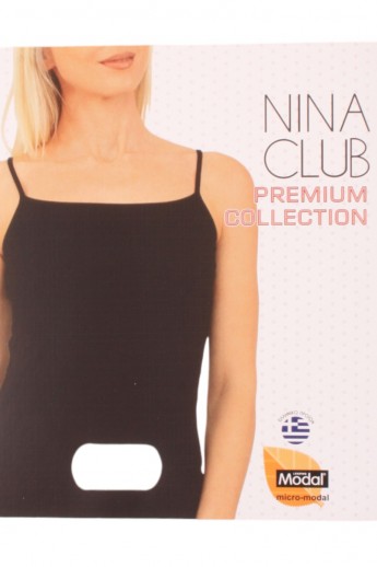 Φανελακι Γυναικειο Nina Club Με Τιραντα MicroModal Μαύρο S