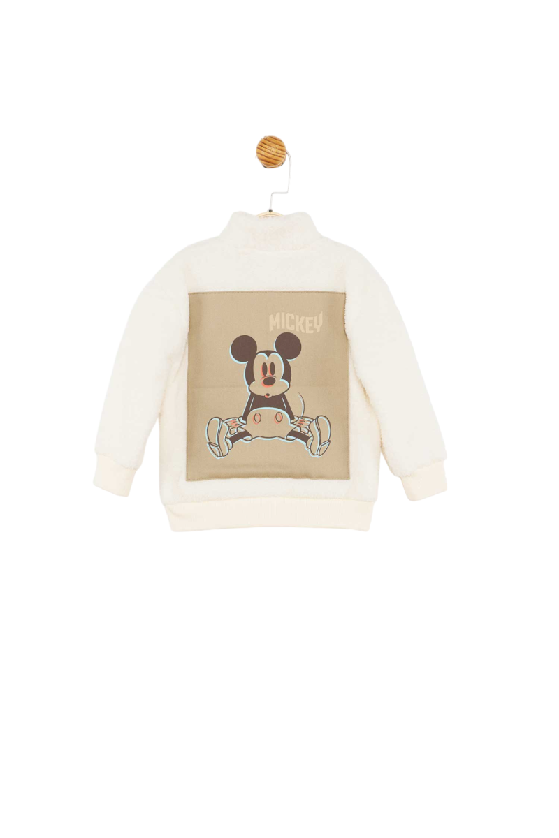 FLEECE ΜΠΛΟΥΖΑ MICKEY ΜΕ ΚΕΝΤΗΜΑ ΣΤΗΝ ΠΛΑΤΗ Λευκό 18-24 μηνών