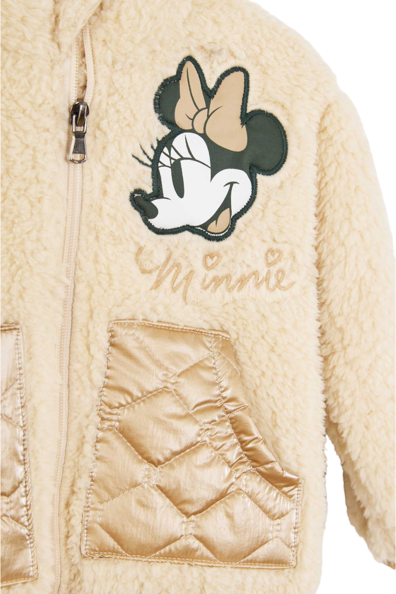 FLEECE ΖΑΚΕΤΑ MINNIE ΜΕ ΚΕΝΤΗΜΑ ΚΑΙ ΤΣΕΠΕΣ ΚΑΠΙΤΟΝΕ  Εκρού 12-18 μηνών