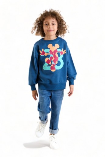 Φούτερ βαμβακερή μπλούζα για αγόρι Cimpa Mickey Mouse  Indigo 3 (2-3 ετών)