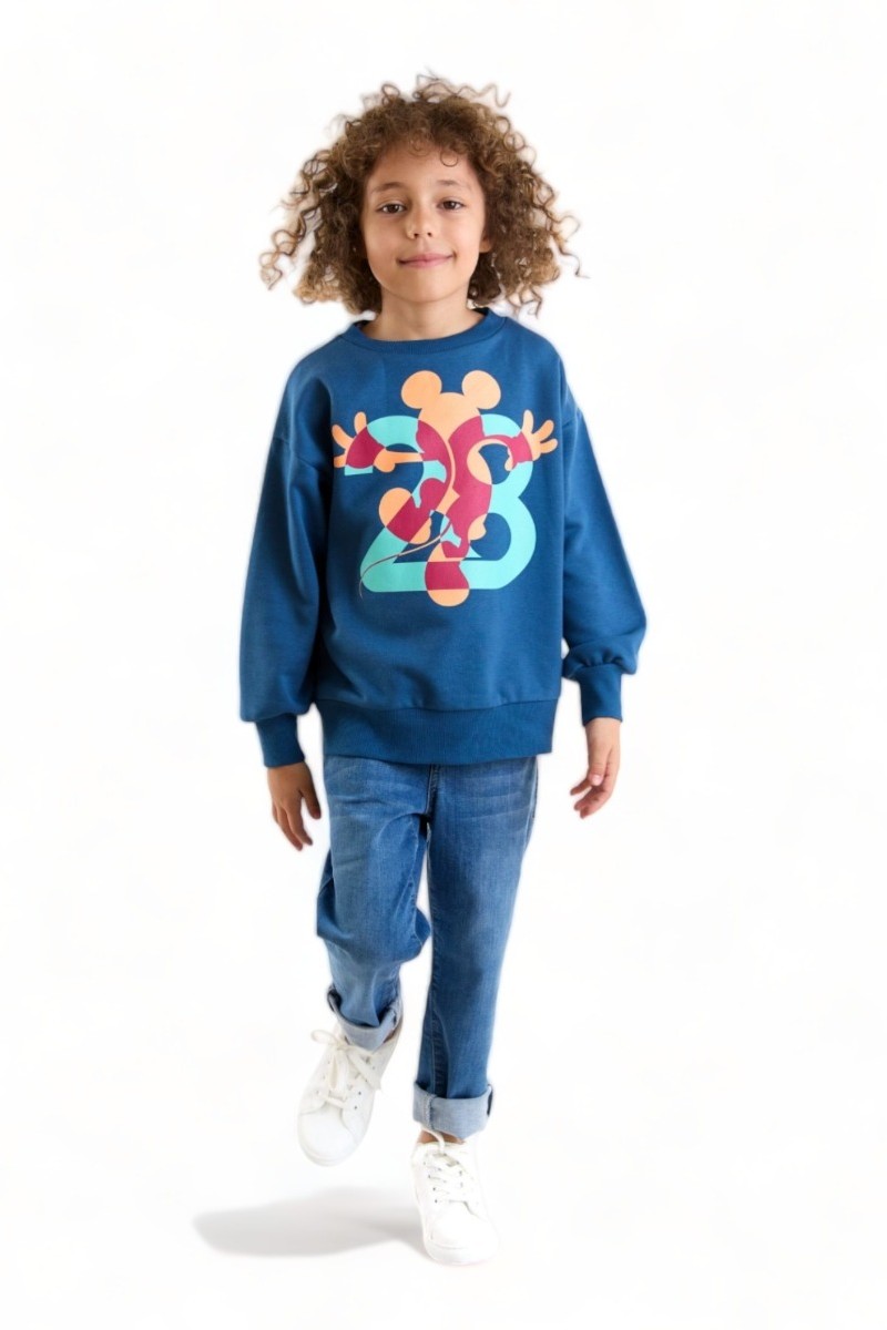 Φούτερ βαμβακερή μπλούζα για αγόρι Cimpa Mickey Mouse  Indigo 5 (4-5 ετών)