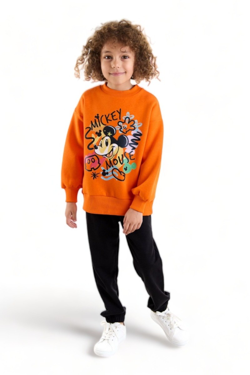 Φούτερ βαμβακερή μπλούζα για αγόρι Cimpa Mickey Mouse  Πορτοκαλί 3 (2-3 ετών)