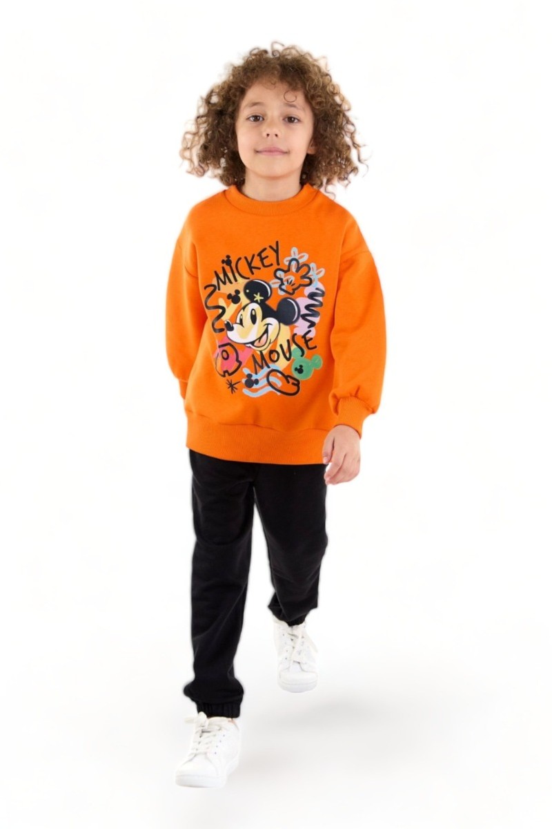 Φούτερ βαμβακερή μπλούζα για αγόρι Cimpa Mickey Mouse  Πορτοκαλί 7 (6-7 ετών)