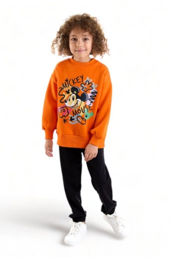 Φούτερ βαμβακερή μπλούζα για αγόρι Cimpa Mickey Mouse  Πορτοκαλί 8 (7-8 ετών)