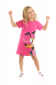 Φόρεμα για κορίτσι βαμβακερό κοντομάνικο φούξια Pluto Φούξια 7 (6-7 ετών)