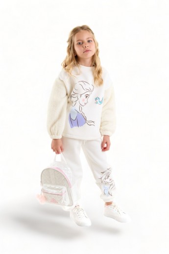 Φόρμα για κορίτσι Cimpa Disney Frozen Elsa βαμβακερή Λευκό 7 (6-7 ετών)