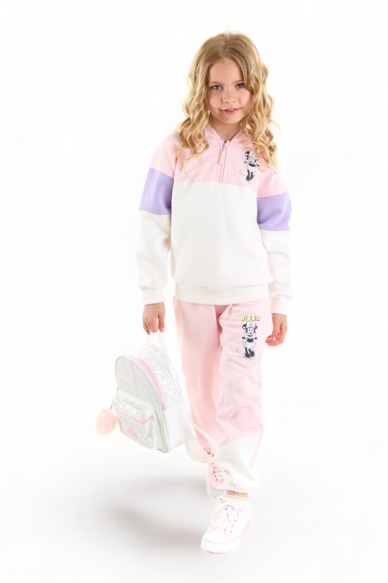 Φόρμα για κορίτσι Cimpa Minnie Mouse βαμβακερή με κουκούλα Λευκό 3 (2-3 ετών)