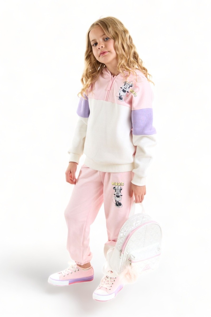 Φόρμα για κορίτσι Cimpa Minnie Mouse βαμβακερή με κουκούλα Λευκό 4 (3-4 ετών)