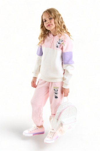 Φόρμα για κορίτσι Cimpa Minnie Mouse βαμβακερή με κουκούλα Λευκό 5 (4-5 ετών)
