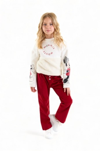 Φόρμα για κορίτσι Cimpa Minnie Mouse με κοτλέ παντελόνι Λευκό 3 (2-3 ετών)