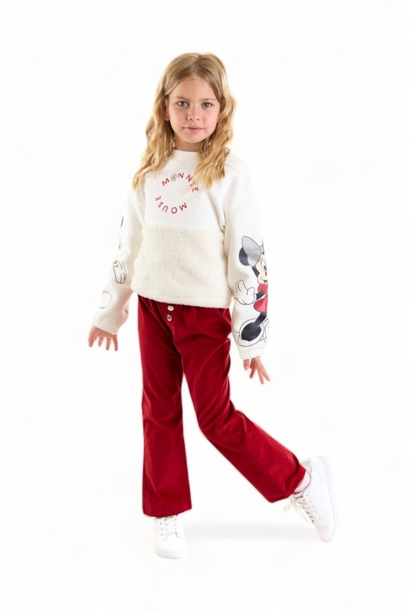 Φόρμα για κορίτσι Cimpa Minnie Mouse με κοτλέ παντελόνι Λευκό 5 (4-5 ετών)