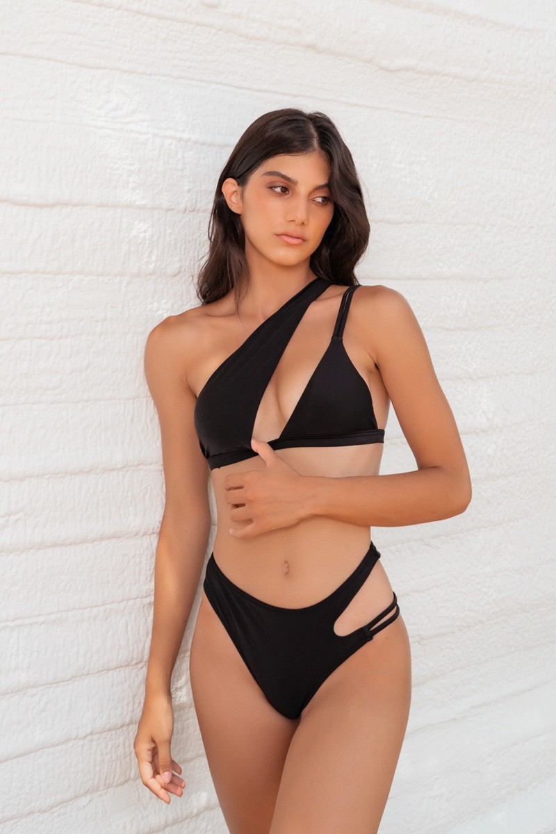 High Waisted Bikini Swimwear - Black Μαύρο M