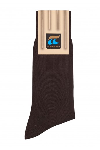Κάλτσα Μερσεριζέ Βαμβακερή Pournara Basic Καφέ 39-42