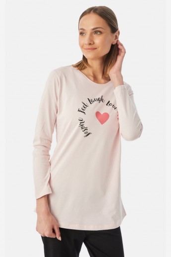 Minerva Γυναικεία Πυτζάμα με Boyfriend T-shirt & Chino Παντελόνι Ροζ Ροζ L