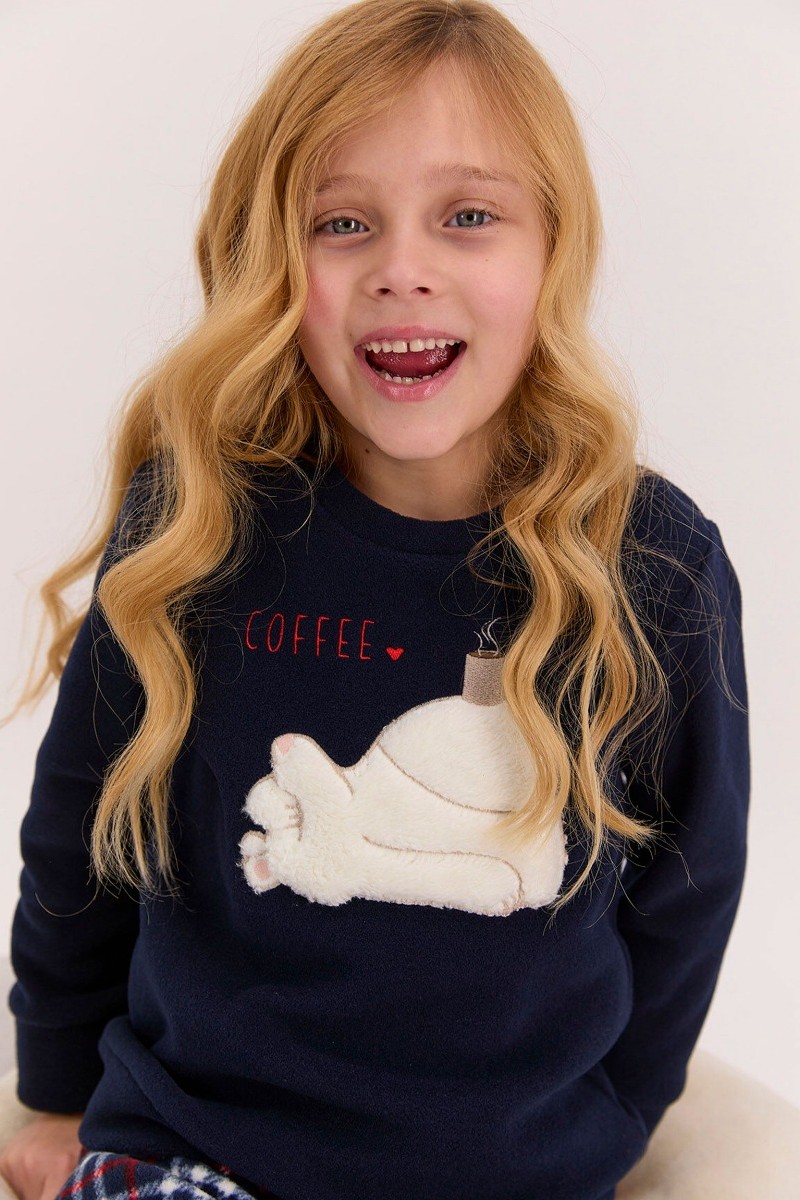 Πιτζαμα Εφηβικη Κοριτσι Fleece Rolypoly Καρο Μπλε 10 (9-10 ετών)