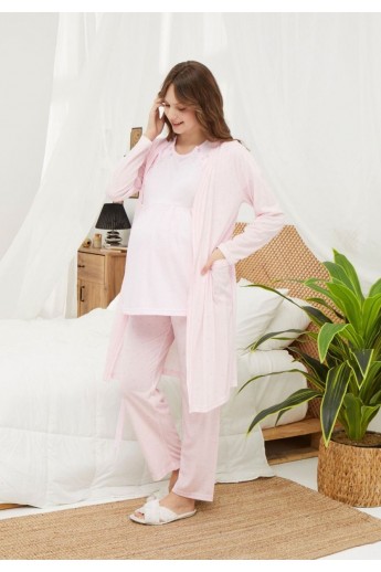 Πιτζάμα εγκυμοσύνης με ρόμπα Pijamood Baby Pink Ροζ L