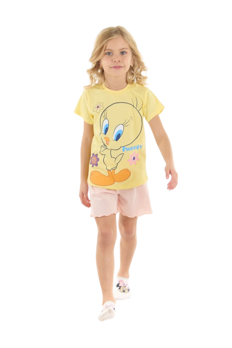 Πιτζάμα για κορίτσι με βερμούδα Tweety Looney Tunes Κίτρινο 4 (3-4 ετών)