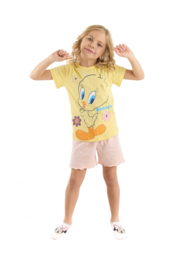 Πιτζάμα για κορίτσι με βερμούδα Tweety Looney Tunes Κίτρινο 7 (6-7 ετών)
