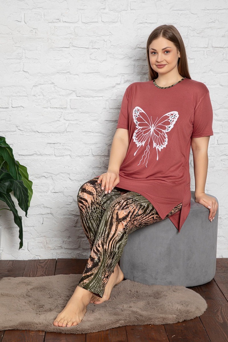 Πιτζαμα γυναικεία Viskoz Baki Collection Butterfly Μπορντώ L