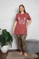 Πιτζαμα γυναικεία Viskoz Baki Collection Butterfly Μπορντώ XXL