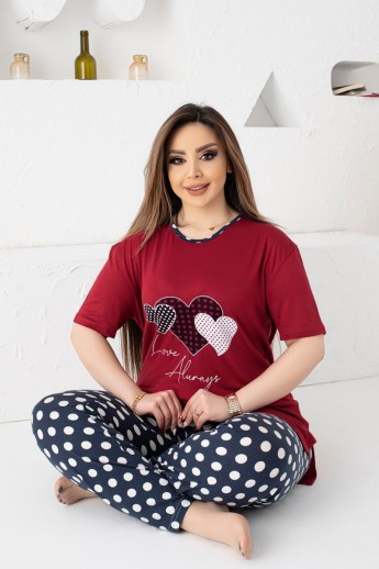 Πιτζαμα γυναικεία Viskoz Baki Collection LoveAlways Μπορντώ XXL