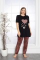 Πιτζαμα γυναικεία Viskoz Baki Collection LoveHeart Μαύρο 3XL