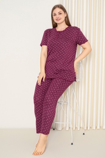 Πιτζαμα γυναικεία Viskoz Baki Collection Simplicity Wine 3XL