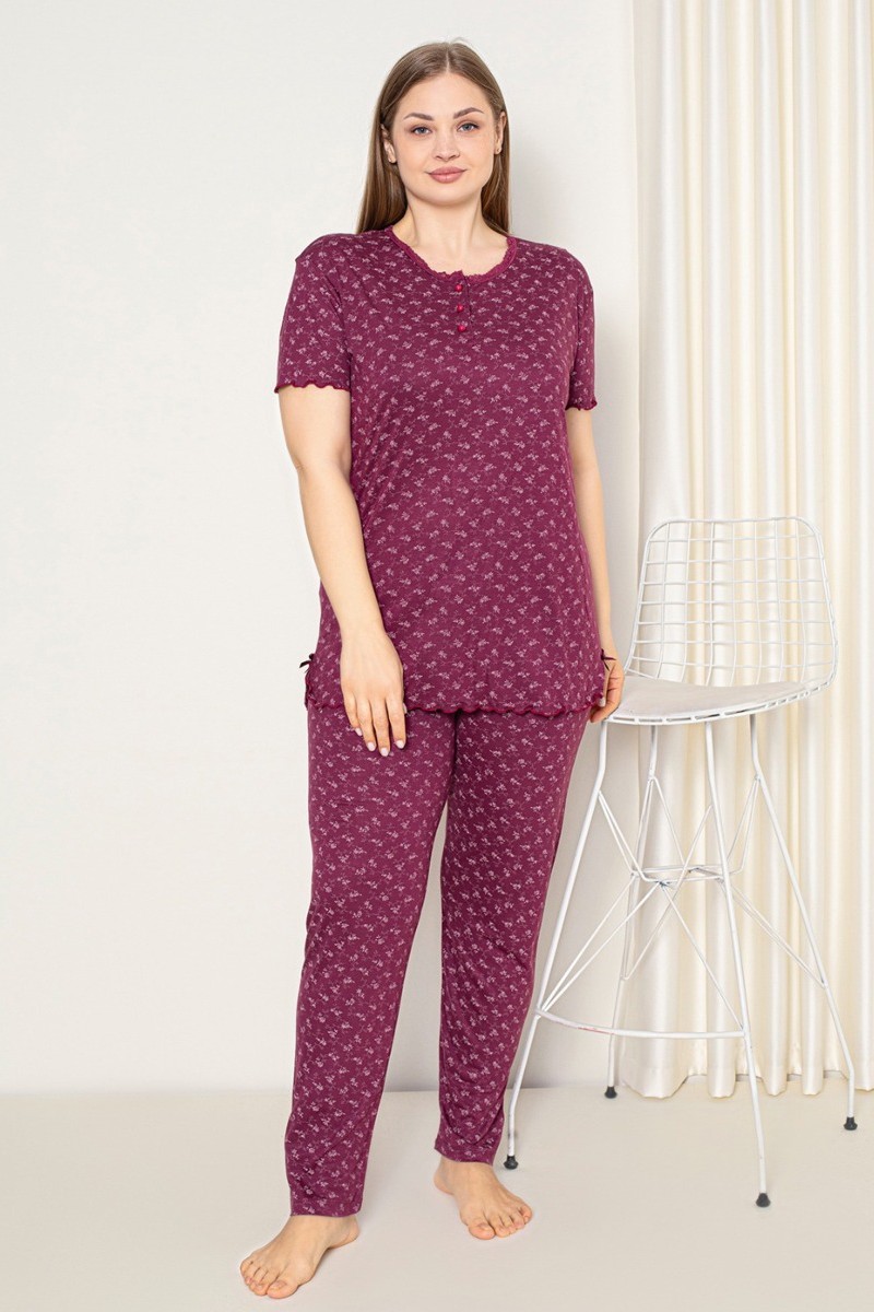 Πιτζαμα γυναικεία Viskoz Baki Collection Simplicity Wine XXL