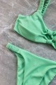 Ribbed Double Twist High Cut Bikini Swimwear - Light Green Λαχανί S