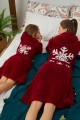 Ρομπα Γυναικεια Fleece Let It Snow Μπορντώ L