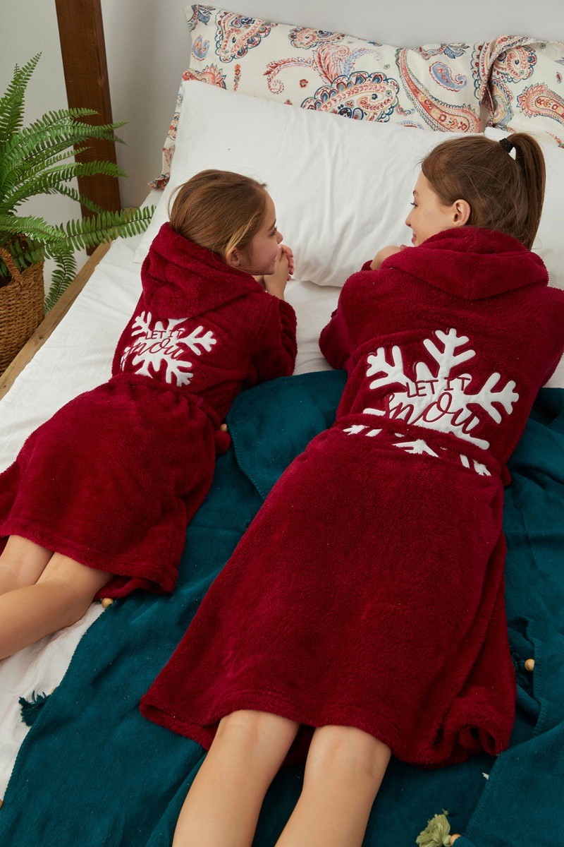 Ρομπα Γυναικεια Fleece Let It Snow Μπορντώ M Ρομπα Γυναικεια Fleece Let It Snow Μπορντώ M