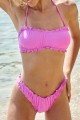 Ruffled Strapless Bikini Swimwear Purple Purple M