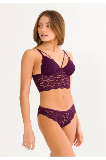Σετ Bralette Με Εσωρουχο Δαντελενιο Angelic  Μωβ 80-M