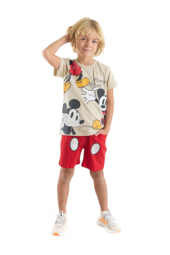 Σετ για αγόρι μπλούζα με βερμούδα Mickey Mouse  Μπεζ 4 (3-4 ετών)