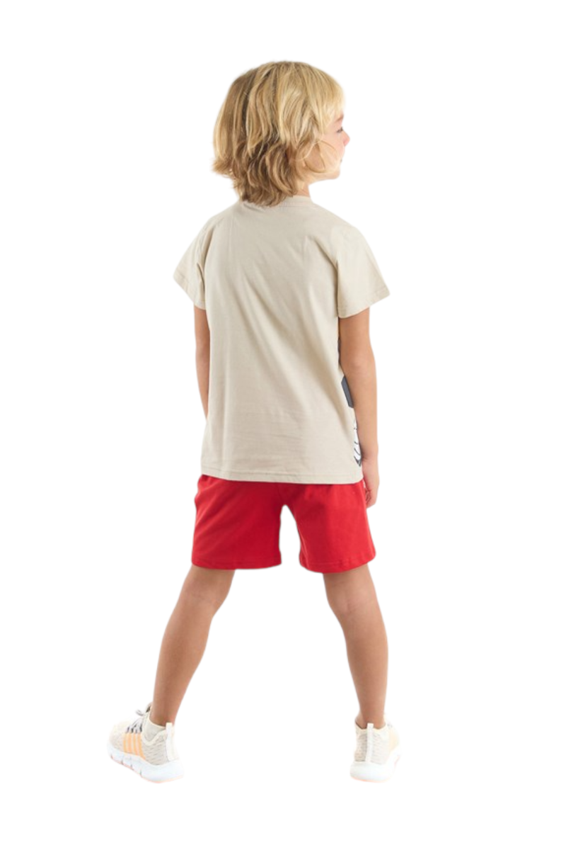 Σετ για αγόρι μπλούζα με βερμούδα Mickey Mouse  Μπεζ 7 (6-7 ετών)