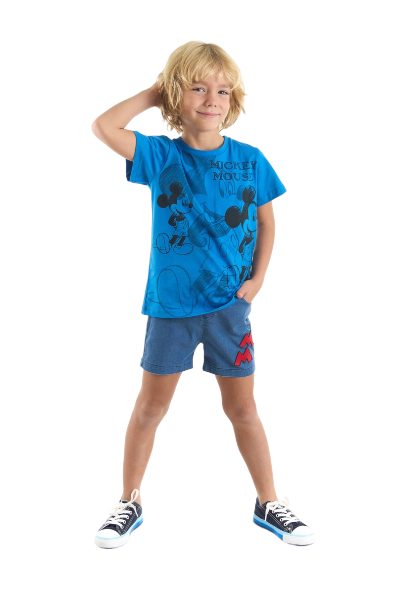 Σετ για αγόρι μπλούζα με βερμούδα τζιν Mickey Mouse  Μπλε 3 (2-3 ετών)