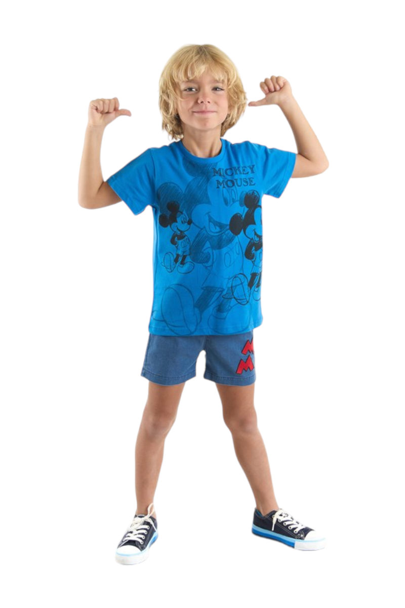 Σετ για αγόρι μπλούζα με βερμούδα τζιν Mickey Mouse  Μπλε 4 (3-4 ετών)