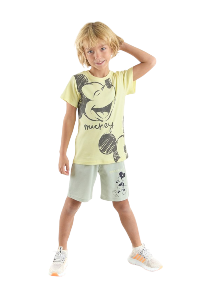 Σετ για αγόρι μπλούζα με πικε βερμούδα Mickey Mouse  Κίτρινο 4 (3-4 ετών)