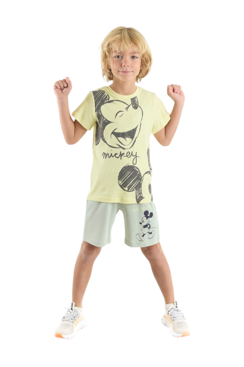 Σετ για αγόρι μπλούζα με πικε βερμούδα Mickey Mouse  Κίτρινο 6 (5-6 ετών)