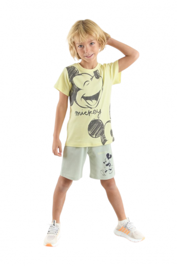 Σετ για αγόρι μπλούζα με πικε βερμούδα Mickey Mouse  Κίτρινο 8 (7-8 ετών)