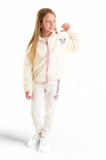 Σετ για κορίτσι Cimpa Minnie Mouse με fleeceμπλούζα και βαμβακερό παντελόνι Λευκό 4 (3-4 ετών)
