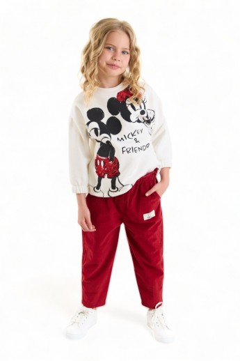 Σετ για κορίτσι Cimpa Minnie Mouse με φούτερ μπλούζα και κοτλέ παντελόνι Λευκό 5 (4-5 ετών)