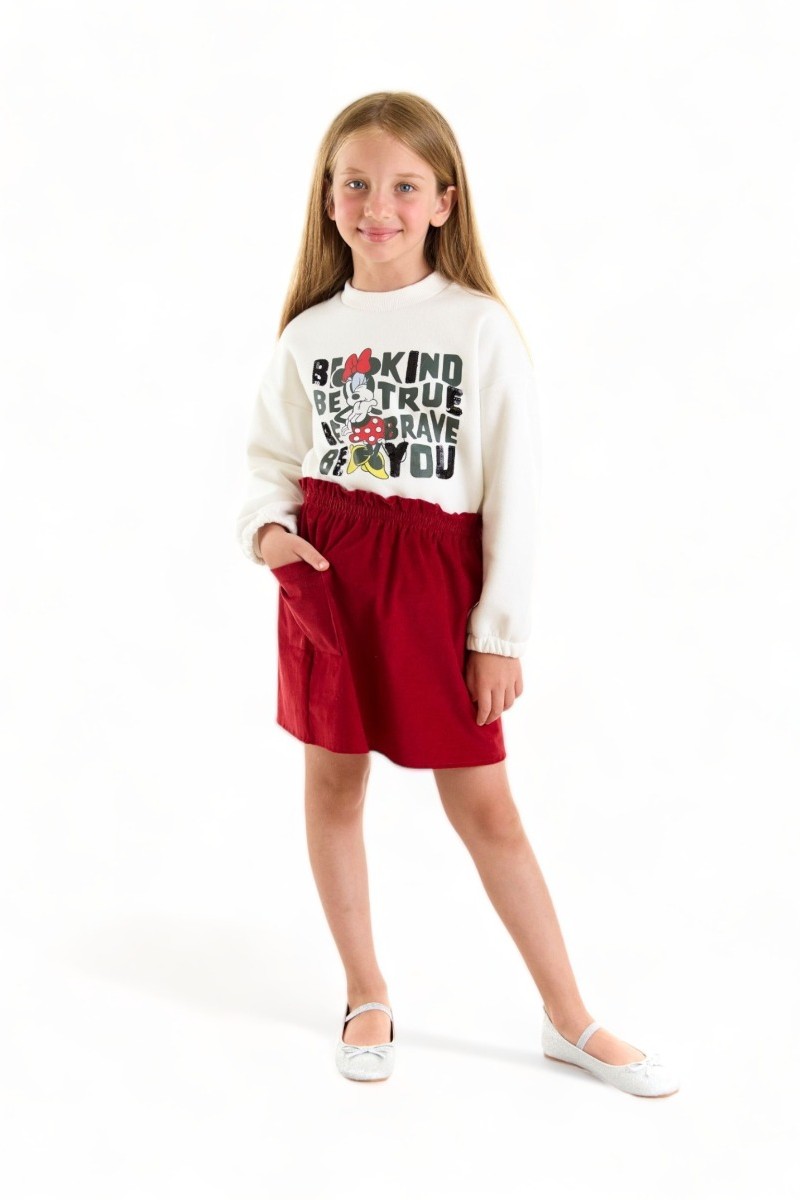 Σετ για κορίτσι Cimpa Minnie Mouse μπλούζα με κοτλέ φούστα Λευκό 5 (4-5 ετών)