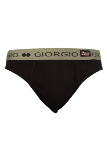 Σλιπ Giorgio Mini με εξωτερικό χρωματιστό λάστιχο Μαύρο-Χακί XL